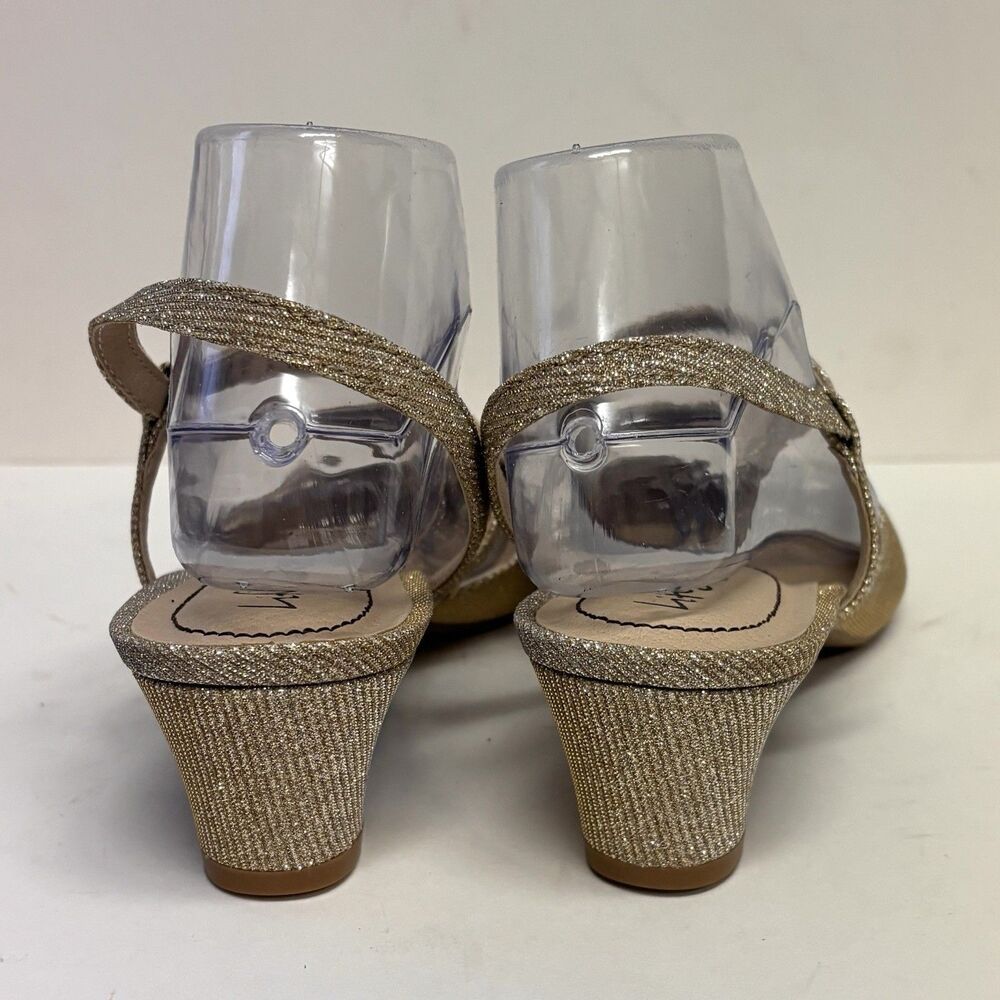 LifeStride Shoes Womens 10M Gold Minimalist Glitter Slingback Block Heels NEW - Picture 6 of 12